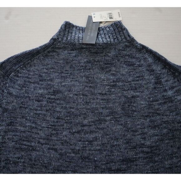 Men's Store Bloomingdale's XL Navy Combo Linen Melange Knit Full Zip Sweater $24 - Picture 7 of 10